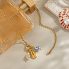 Blue And White Porcelain Conch Pendant Necklace For Girls Titanium Steel Geometric Pattern Electroplated
