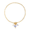Blue And White Porcelain Flower Stainless Steel Jewelry Necklace With Dripping Oil Enamel And Electroplating Geometric Design