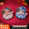 Blue And White Porcelaininspired Rhinestone Santa Claus Brooch With Glaze Drip Finish Electroplated Alloy Festive Pin