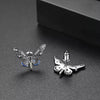 Blue Butterfly Stud Earrings With Zircon Accents Electroplated Copper Geometric Fashion Jewelry For Women