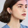 Blue Butterfly Stud Earrings With Zircon Accents Electroplated Copper Geometric Fashion Jewelry For Women