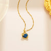 Blue Diamond Planet Titanium Steel Necklace With Electroplating Treatment Water Wave Chain Star And Constellation Pattern For Women