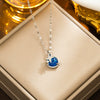 Blue Diamond Planet Titanium Steel Necklace With Electroplating Treatment Water Wave Chain Star And Constellation Pattern For Women