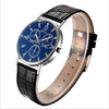 Blue Light Glass Decoration Belt Watch Alloy Case Imitation Leather Strap Stainless Steel Clasp Round Dial Leisure Style Unisex