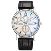 Blue Light Glass Decoration Belt Watch Alloy Case Imitation Leather Strap Stainless Steel Clasp Round Dial Leisure Style Unisex
