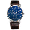 Blue Light Glass Decoration Belt Watch Alloy Case Imitation Leather Strap Stainless Steel Clasp Round Dial Leisure Style Unisex