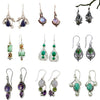 Blue Zircon Geometric Long Drop Earrings Electroplated Metal Fashion Jewelry For Wholesale