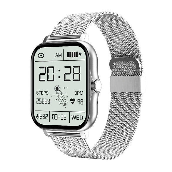 Bluetooth Calling Sports Smart Watch With Silicone Strap Square Ips Touch Screen Life Waterproof For Men Women Teens