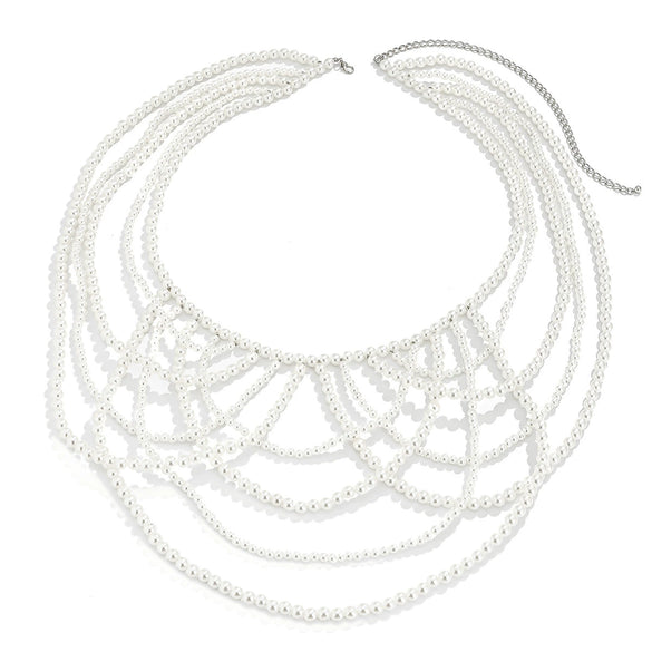 Body Chain Jewelry Plastic Geometric Imitation Pearl Tassel Electroplating For Women