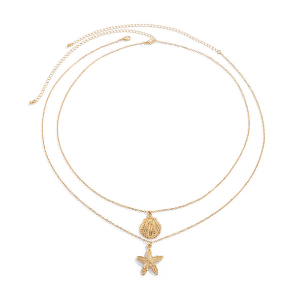 Body Chain Metal Starfish Fan Shell Pendant For Female Casual Style