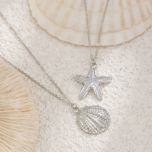 Body Chain Metal Starfish Fan Shell Pendant For Female Casual Style