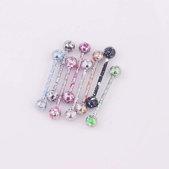 Body Piercing Jewelry Stainless Steel Geometric Baking Paint Tongue Ring Nail