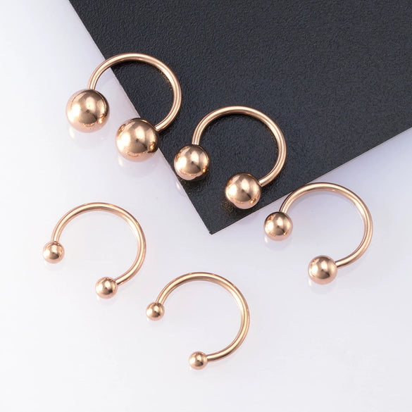 Body Piercing Jewelry Stainless Steel Geometric C Rod Ring With Color Retention Vacuum Treatment