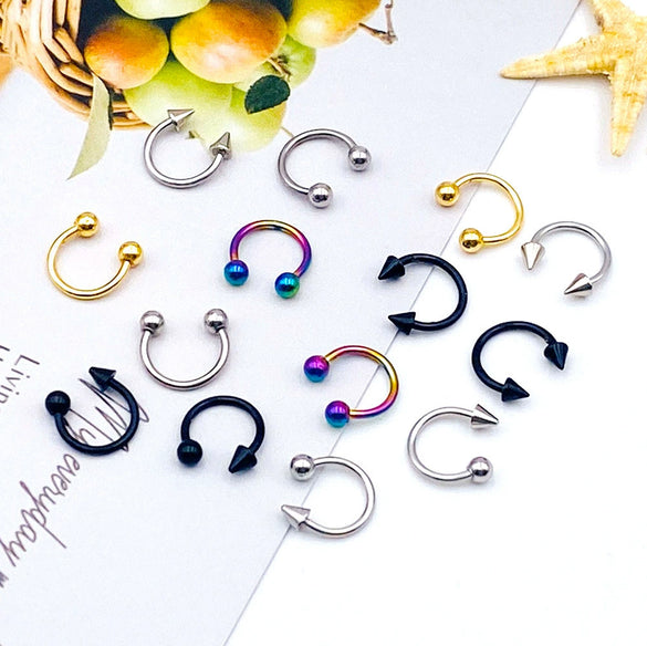 Body Piercing Jewelry Stainless Steel Geometric Cshaped Horseshoe Ring Electroplated