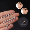Body Piercing Jewelry Stainless Steel Glshaped Nose Ring With Microinlaid Zircon And Flower Pattern Electroplated For Women