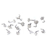 Body Piercing Jewelry Stainless Steel Glshaped Nose Ring With Microinlaid Zircon And Flower Pattern Electroplated For Women