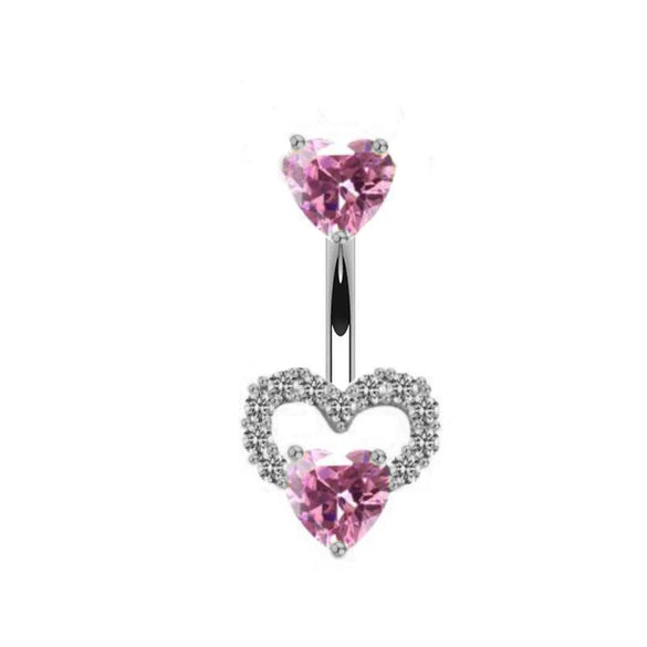 Body Piercing Jewelry Stainless Steel Heartshaped Navel Ring With Water Drop Pendant Electroplated