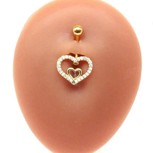 Body Piercing Jewelry Stainless Steel Heartshaped Navel Ring With Water Drop Pendant Electroplated