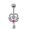 Body Piercing Jewelry Stainless Steel Heartshaped Navel Ring With Water Drop Pendant Electroplated