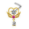Body Piercing Jewelry Stainless Steel Heartshaped Navel Ring With Water Drop Pendant Electroplated