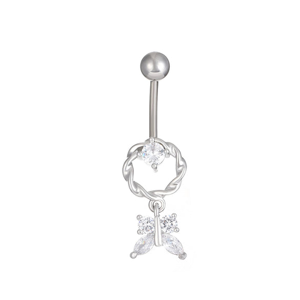 Body Piercing Jewelry Stainless Steel Inlaid Zircon Animals Zodiac Butterfly Spider Navel Ring For Women