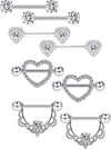 Body Piercing Jewelry Stainless Steel Nipple Ring Nail Suit With Crown And Star Pattern Electroplated