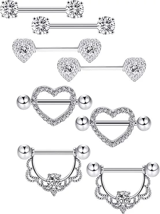 Body Piercing Jewelry Stainless Steel Nipple Ring Nail Suit With Crown And Star Pattern Electroplated