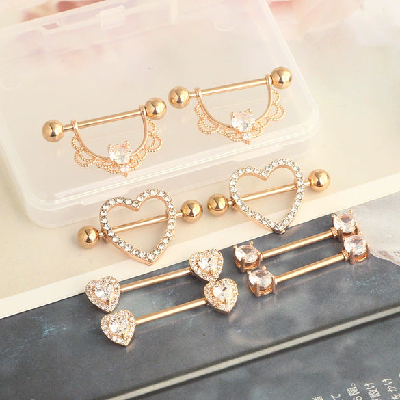 Body Piercing Jewelry Stainless Steel Nipple Ring Nail Suit With Crown And Star Pattern Electroplated