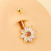 Body Piercing Jewelry Stainless Steel Snowflake Flower Navel Ring Electroplating For Women