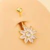 Body Piercing Jewelry Stainless Steel Snowflake Flower Navel Ring Electroplating For Women