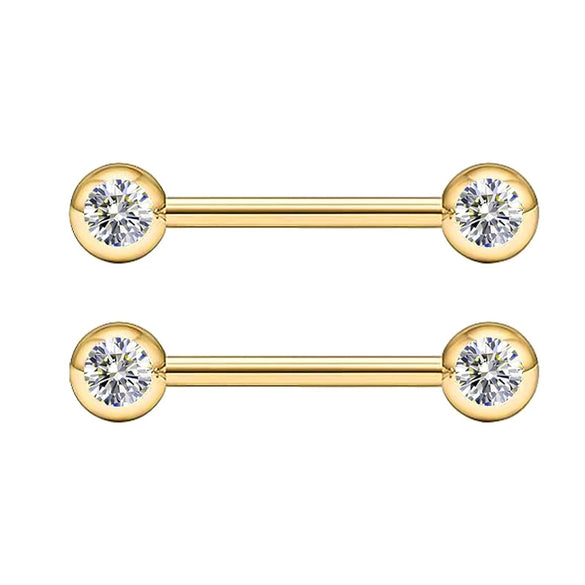 Body Piercing Jewelry Stainless Steel Star Pattern Frosted Drill Ball Nipple Ring Nipple Barbell Electroplated