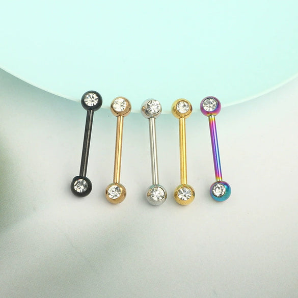 Body Piercing Jewelry Stainless Steel Star Pattern Frosted Drill Ball Nipple Ring Nipple Barbell Electroplated