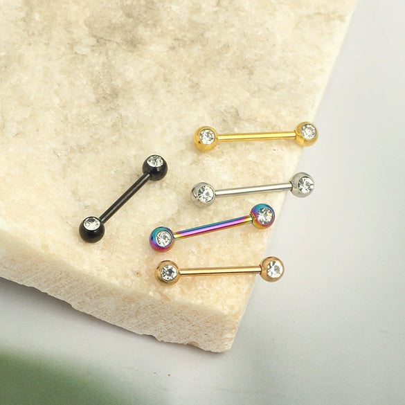 Body Piercing Jewelry Stainless Steel Star Pattern Frosted Drill Ball Nipple Ring Nipple Barbell Electroplated