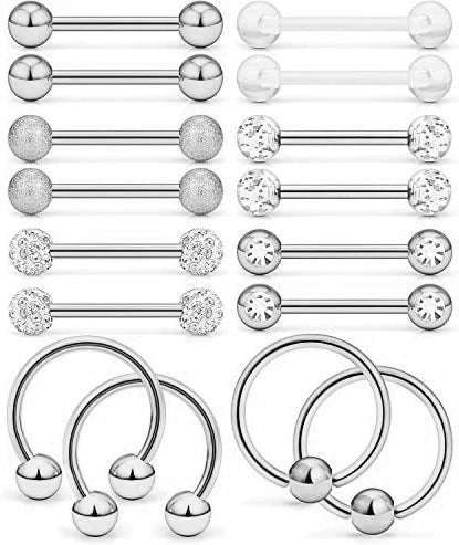 Body Piercing Jewelry Stainless Steel Tongue Ring Nipple Ring With Crown And Star Pattern Electroplated