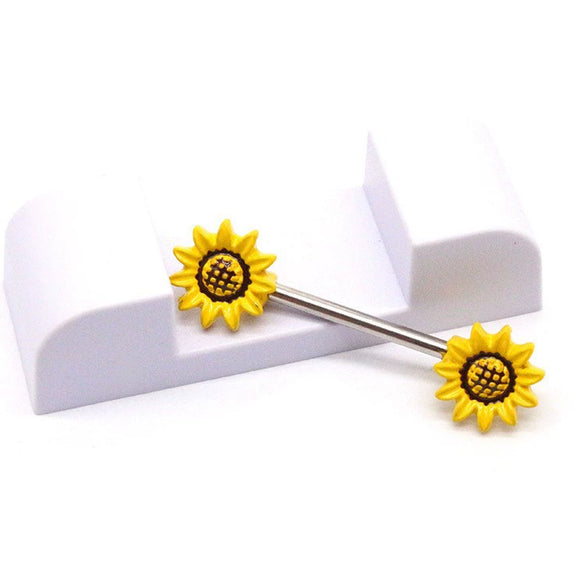 Body Piercing Jewelry Zinc Alloy Geometric Sunflower Breast Ring Electroplated