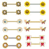 Body Piercing Jewelry Zinc Alloy Geometric Sunflower Breast Ring Electroplated
