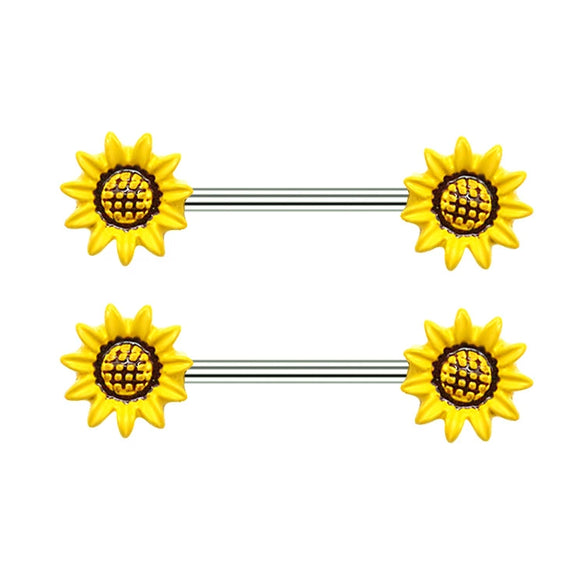 Body Piercing Jewelry Zinc Alloy Geometric Sunflower Breast Ring Electroplated