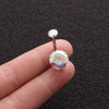 Body Piercing Stainless Steel Doubleheaded Round Zircon Navel Nail For Women With Geometric Pattern