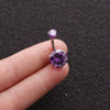 Body Piercing Stainless Steel Doubleheaded Round Zircon Navel Nail For Women With Geometric Pattern
