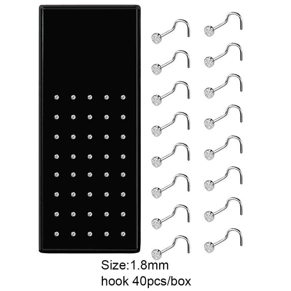 Body Puncture Stainless Steel Nose Nail Geometric Pattern Diamond Style Unisex