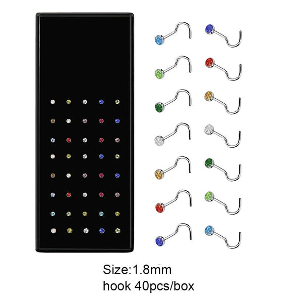 Body Puncture Stainless Steel Nose Nail Geometric Pattern Diamond Style Unisex