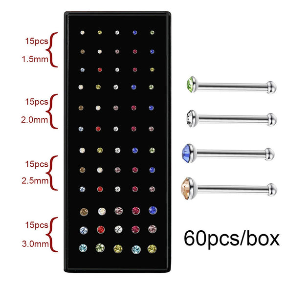 Body Puncture Stainless Steel Nose Nail Geometric Pattern Diamond Style Unisex