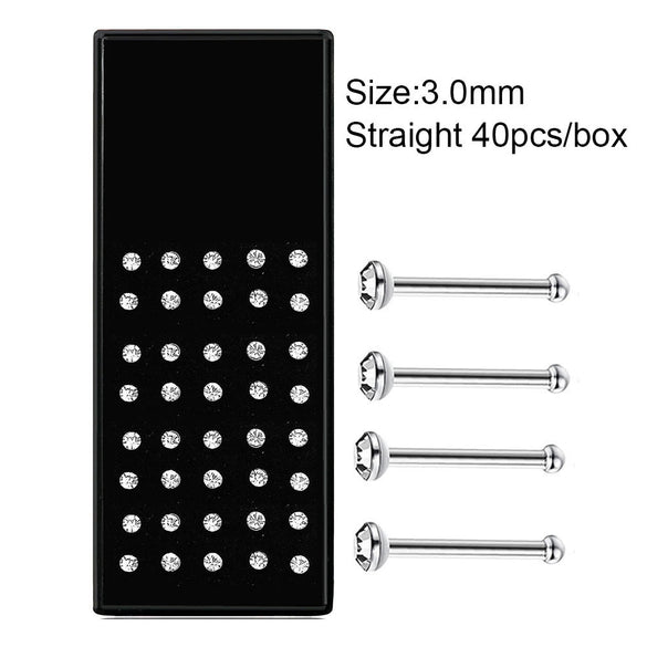 Body Puncture Stainless Steel Nose Nail Geometric Pattern Diamond Style Unisex