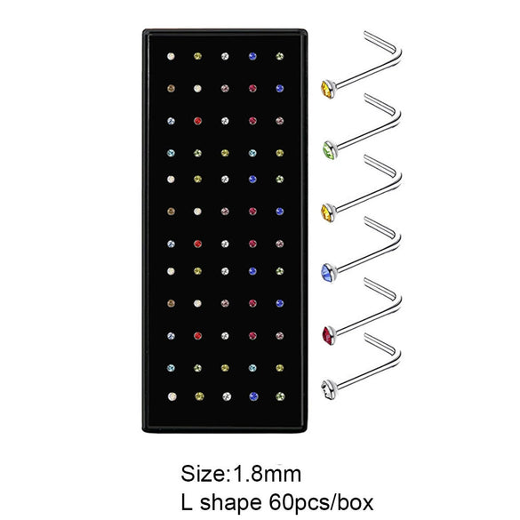 Body Puncture Stainless Steel Nose Nail Geometric Pattern Diamond Style Unisex