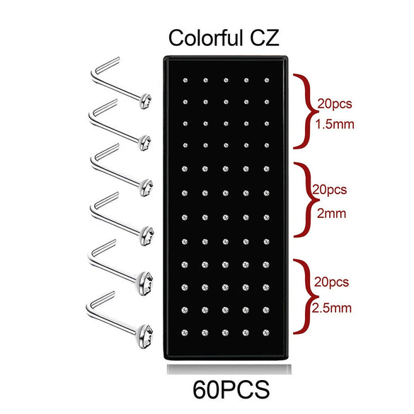 Body Puncture Stainless Steel Nose Nail Geometric Pattern Diamond Style Unisex