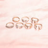 Bohemia Style Diamond Butterfly Flower Ring Set