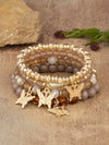 Bohemian Alloy Multilayer Beaded Butterfly Crystal Electroplated Unisex Jewelry Bracelet