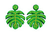Bohemian Banana Leaf Exaggerated Earrings With Rice Beads