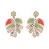 Bohemian Banana Leaf Exaggerated Earrings With Rice Beads