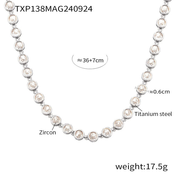 Bohemian Colorful Bead Zircon Necklace And Bracelet Titanium Steel Pvd Plated 18K Gold